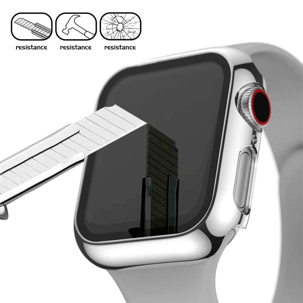 Glass+Case Full Cover For Apple Watch Case Series 6 SE 5 4 3 2 iWatch Case Accessor 44mm 40mm 42mm 38mm Protector Apple Watch