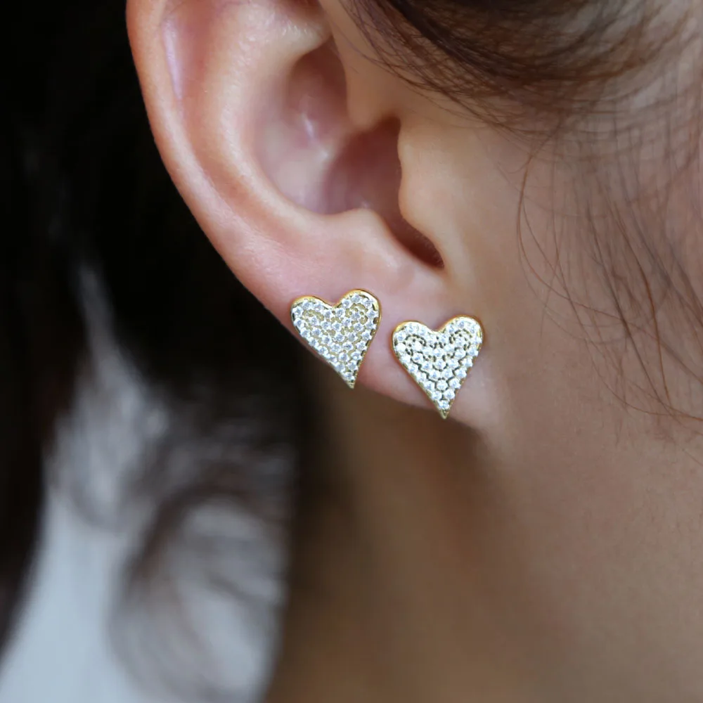 Женские серьги гвоздики из серебра 925 пробы с маленьким сердцем|Серьги-гвоздики| |