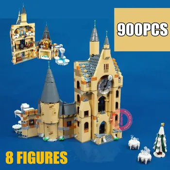 

New 900PCS Clock Tower Castle Villa House Fit Model Potter Figures Building Kits Blocks Bricks 75948 Kid Toy Gift