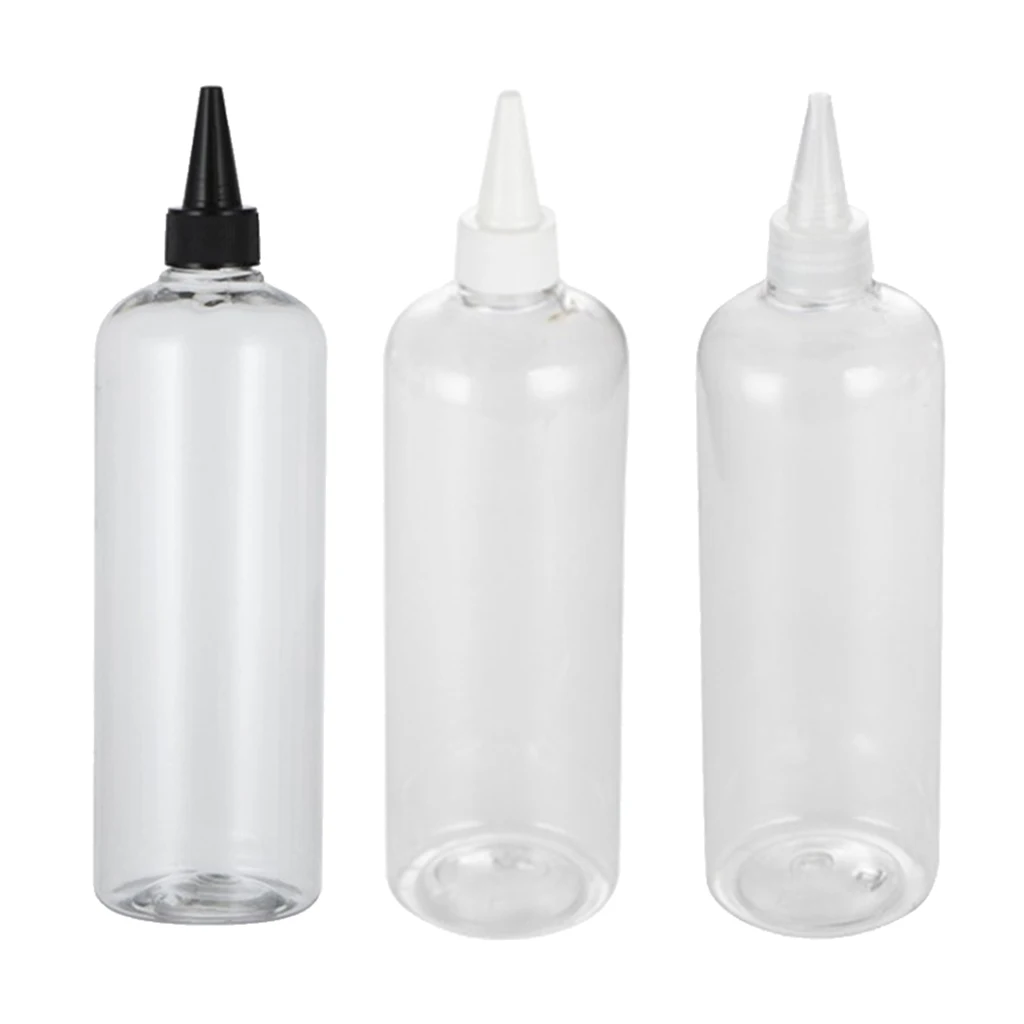 5 Pieces Plastic Empty Squeeze Bottles With Twist Cap Tip Applicator for Liquid , Painting, Glue Bottle - 500ml