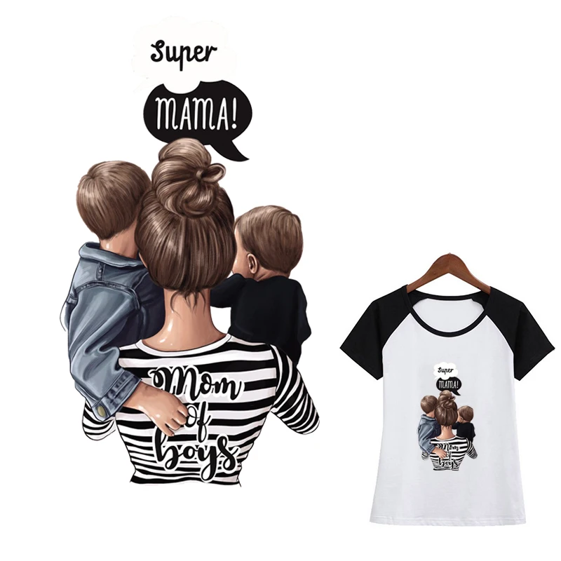 Mom Patches Super Mama Stickers Diy Accessory Clothing Deco Badges New Design Washable Heat Transfer Iron-On Transfers | Дом и сад