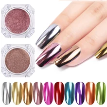 Зеркало для ногтей Блестящий Порошок металлический цвет УФ-гель для дизайна ногтей Полировка хромированные хлопья пигмент пыль украшения Маникюр