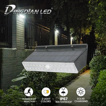 

LED Wall Lamp Human Body Induction Solar Energy Waterproof IP67 LED Wall Light Two Light Effect 28w+16w Street Lightings Park