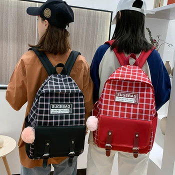 

2020 New Canvas Female Book Bag Backpack 5pcs/set Schoolbag School Bag Travel Pack Fashion Tassel Women Teenage Teenagers Girl