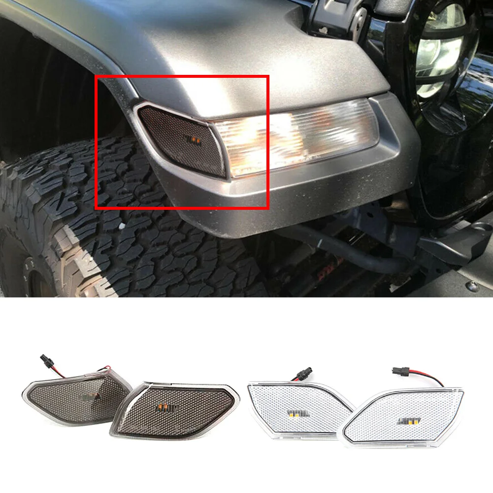 Car Front Side Markers Amber LED Lights For Jeep wrangler JL 2018 2019 2020 Smoke Shell/Clear Shell