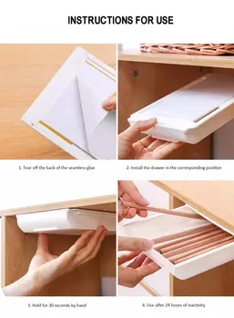 

Wall-mounted Drawer Storage Box Home Punch-free Makeup Brush Finishing Box Office Stationery Storage Box Drawer Storage Box
