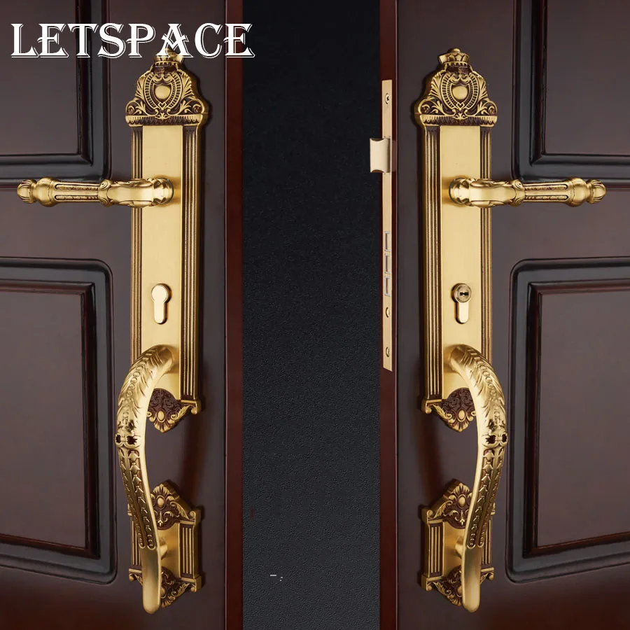 European gate lock Guard against theft handle High-top Villa Double open bronze door Exquisite carved wooden | Обустройство дома