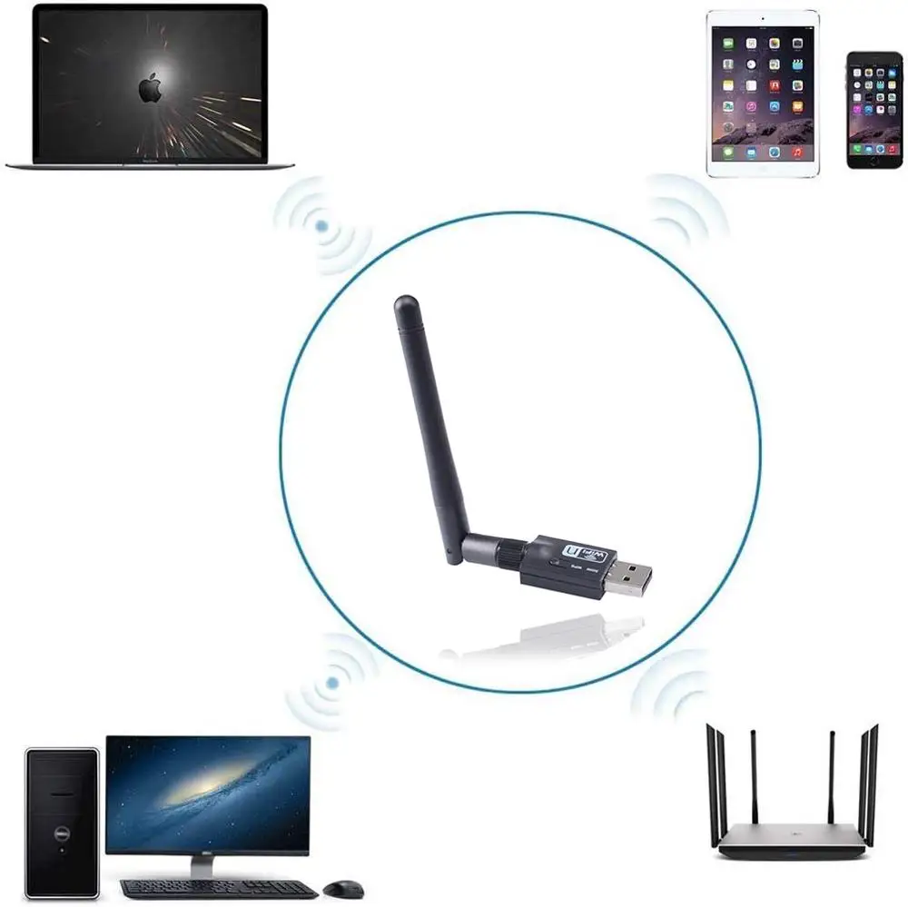 Мини Сетевая карта USB WiFi адаптер 300 Мбит/с 2dBi Wi-Fi адаптер ПК Wi Fi антенна WiFi ключ WPS 2,4G USB Ethernet WiFi приемник