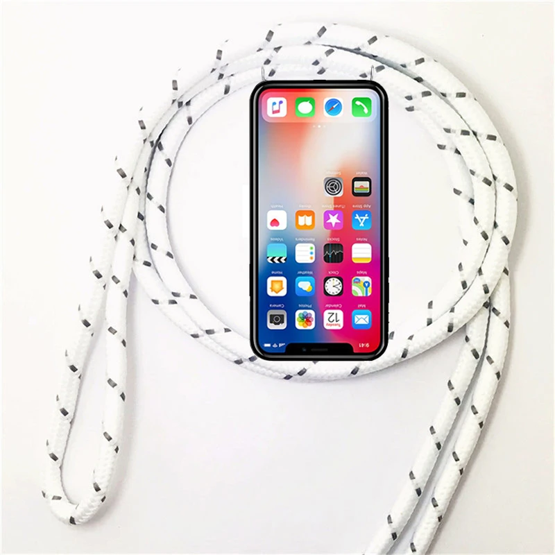 Чехол Lanyard Цепочки и ожерелья плечевой шейный ремень веревка для Xiaomi Mi играть A1 A2 A3 Lite 5X 6X CC9 CC9E Meitu 9T обратите внимание, для детей возрастом 2, 3, 5, 5C рro рrime - Цвет: 2White-Black