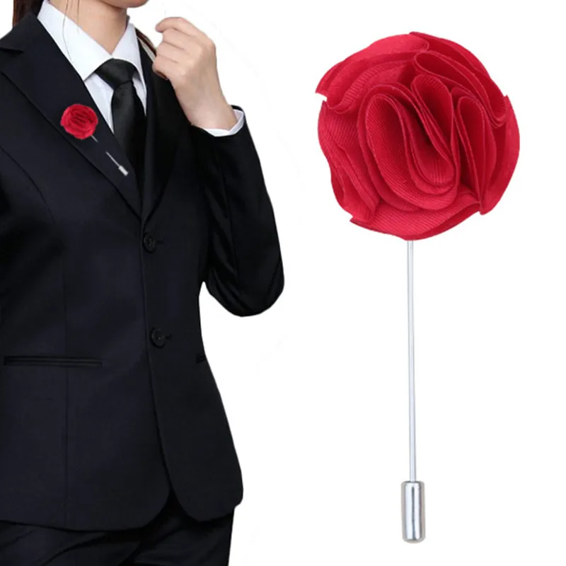 

1pcs Men's Suit Rose Brooch Pin Simple Ladies' Boutonniere Wear Jewelry Bride Bridesmaid Flower Corsage Wedding Party Supplies