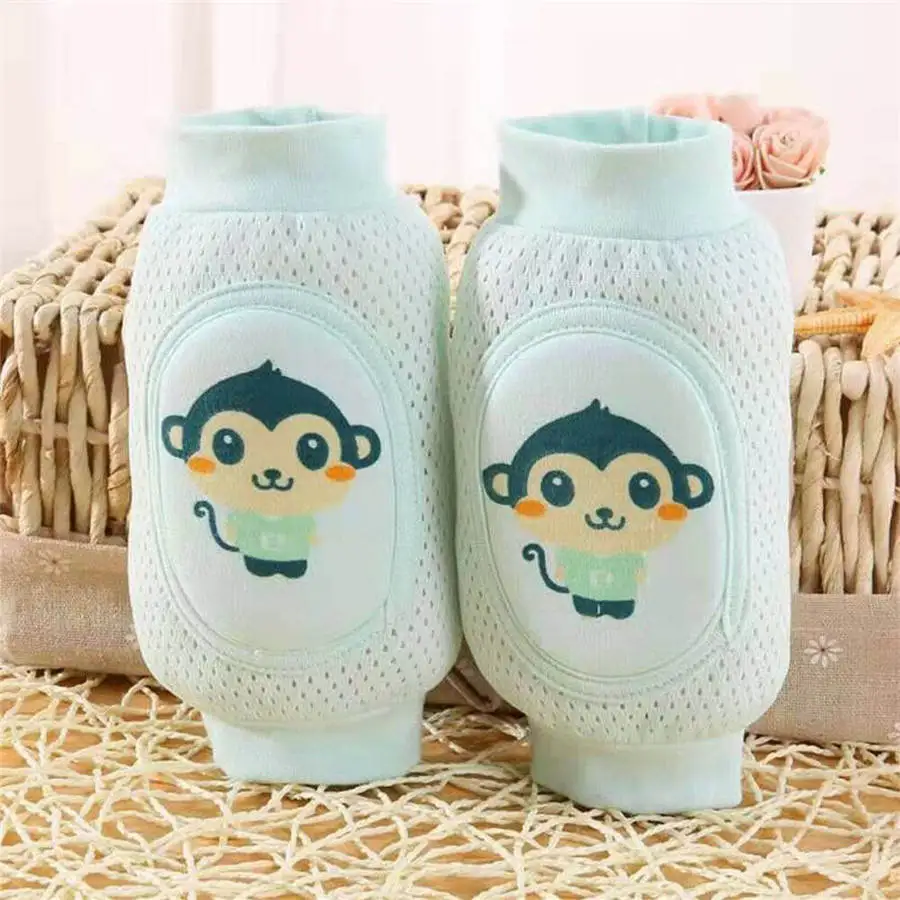 Green Monkey Детские наколенники с героями мультфильмов, противоскользящие сетчатые подушки, защита для ползающего ребенка, хлопковые детские наколенники для девочек, гетры для мальчиков - Цвет: Green Monkey