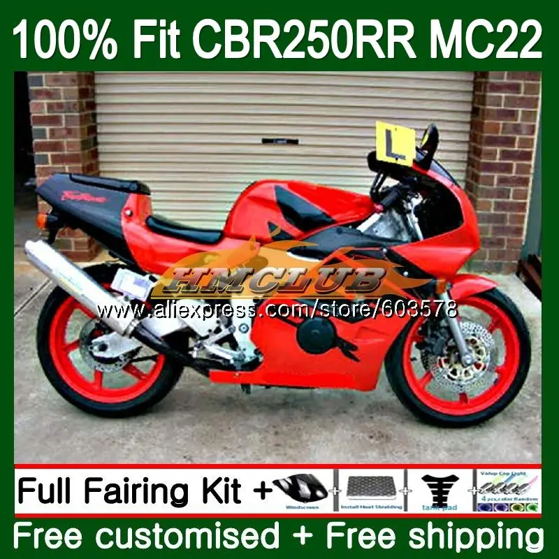 Инъекций для HONDA CBR 250RR CBR250RR 1990 1999 глянцевый красный 95CL. 49 MC22 CBR250 RR 90 91 92 93 94 95 96 97 98 99 OEM обтекатели
