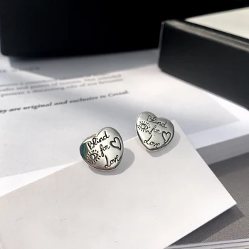 

1:1 Original Love fearless Love heart flower and bird S925 Sterling silver Earring Women Luxury brands Logo Valentine's gift
