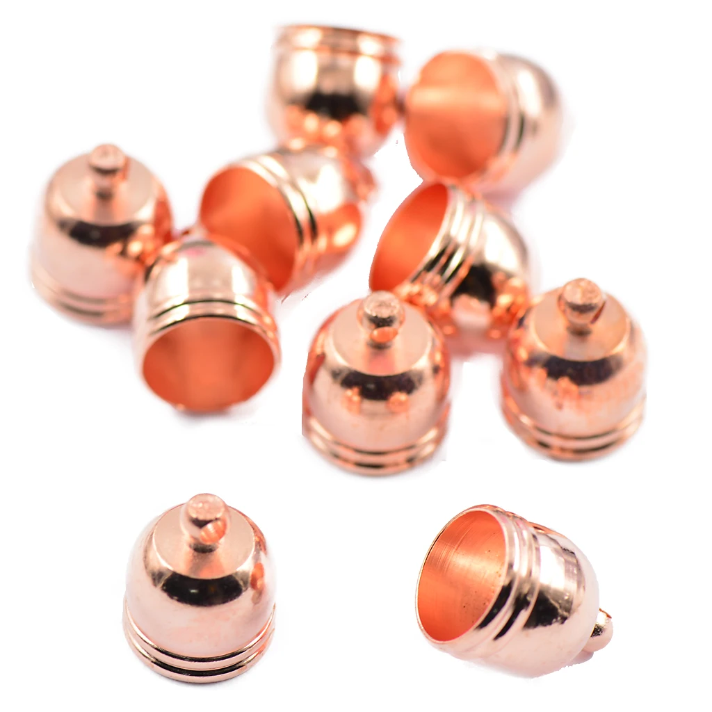 10Pcs Rose Gold Bell Shaped End Bead Caps Pendant Cord Jewelry Findings DIY