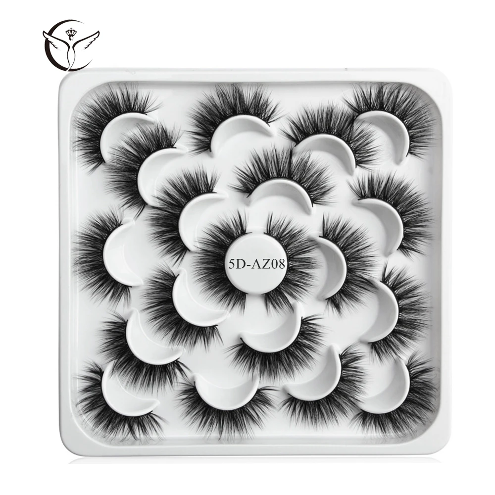 Mink eyelashes 3d mink hair eyelashes10 pairs long makeup 3d faux nature fake lashes extension false eyelashes Wholesale(10P - Цвет: 5D-AZ08