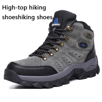 

2019 Hot Men Comfortable Non-Slip Hiking Shoes First Layer Cowhide Leather Sneakers Men Breathable Hiking Boots high heel shoes