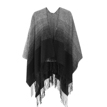 

Simple Casual Winter Warm Scarves Streetwear Geometric Tassel Women Scarf Shawls Elegant Office Ladies Chic Autumn Long Scarf