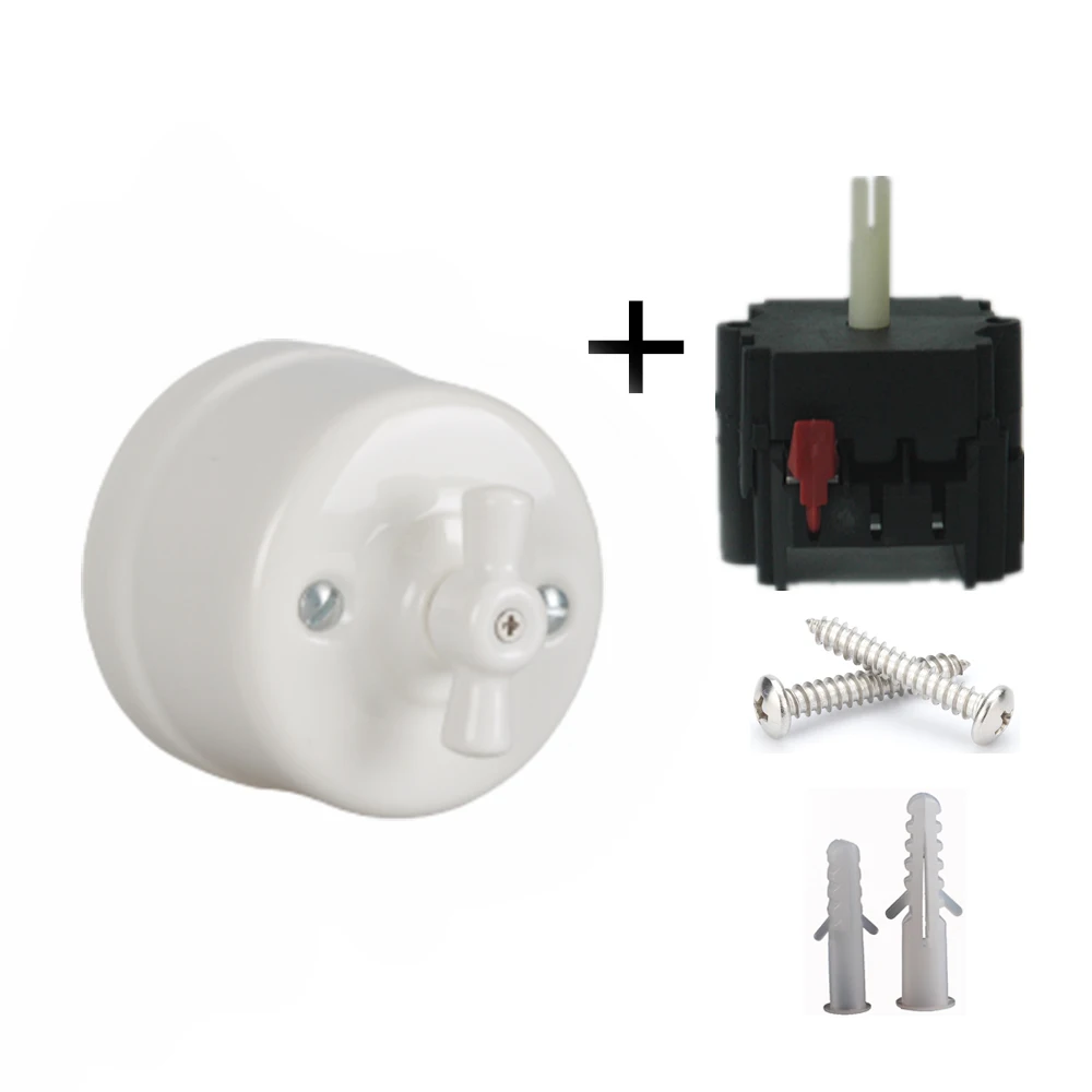 interruptor rotativo de porcelana com comutador iluminacao vintage 240v10a 10a 05