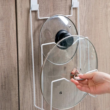 

1*Kitchen Pan/Pot/Saucepan Lids Storage Rack Holder Hang Cupboard Wall Door Organiser Wall Hanging Shelf Wall Mount Shelf Hooks