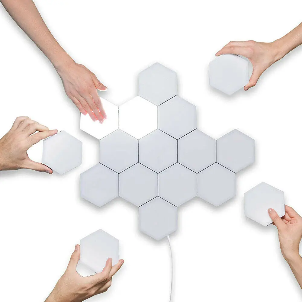 

10pcs LED Honeycomb Aisle Touch Sensor Light Modern Sensitive Wall Lights 2020 New Creative Hexagonal Magnetic Tiles Design Lamp