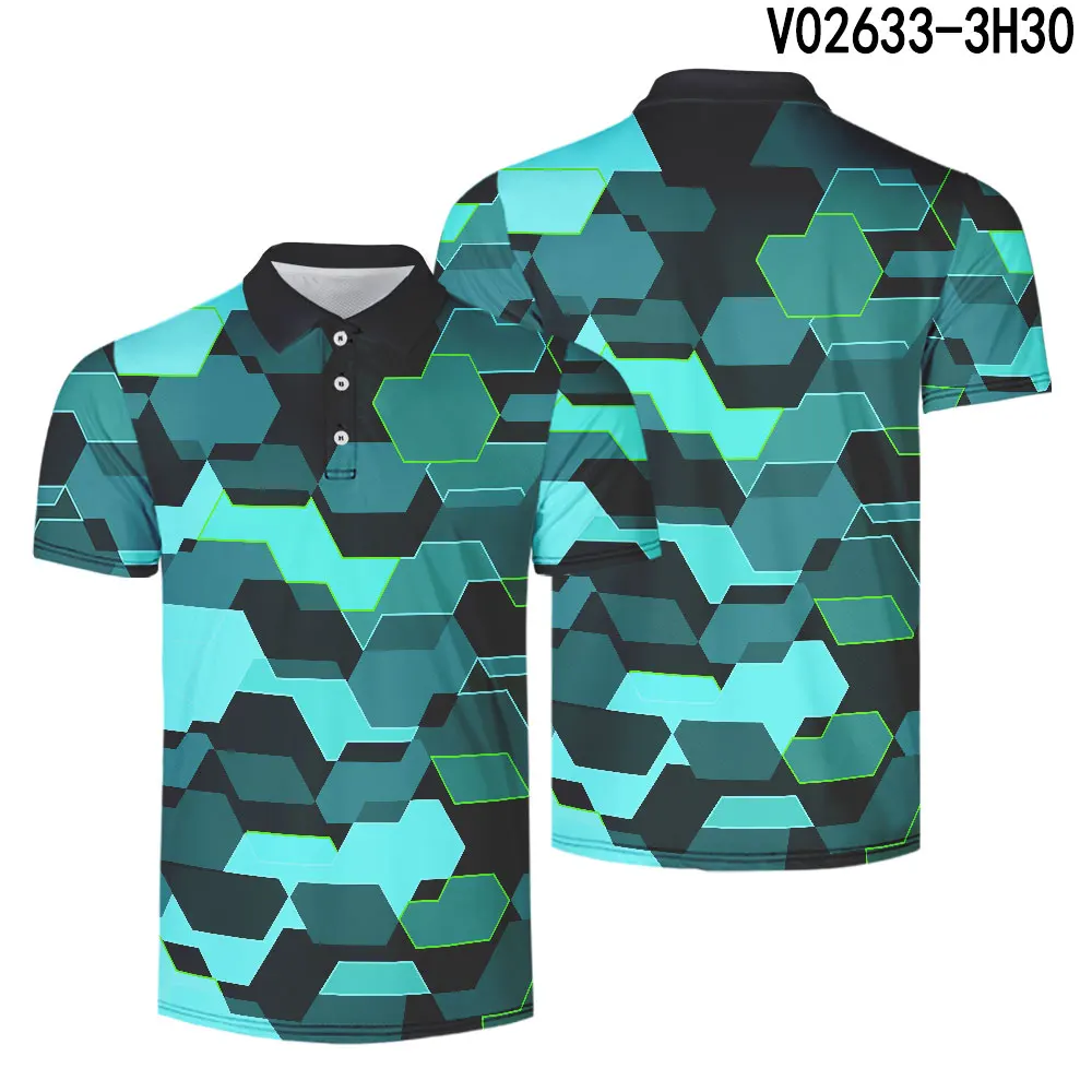 V02633 WAMNI 3D камуфляжная Повседневная рубашка-поло спортивные полосатые деловые мужские уличные дышащие поло высокого качества - Цвет: V02633