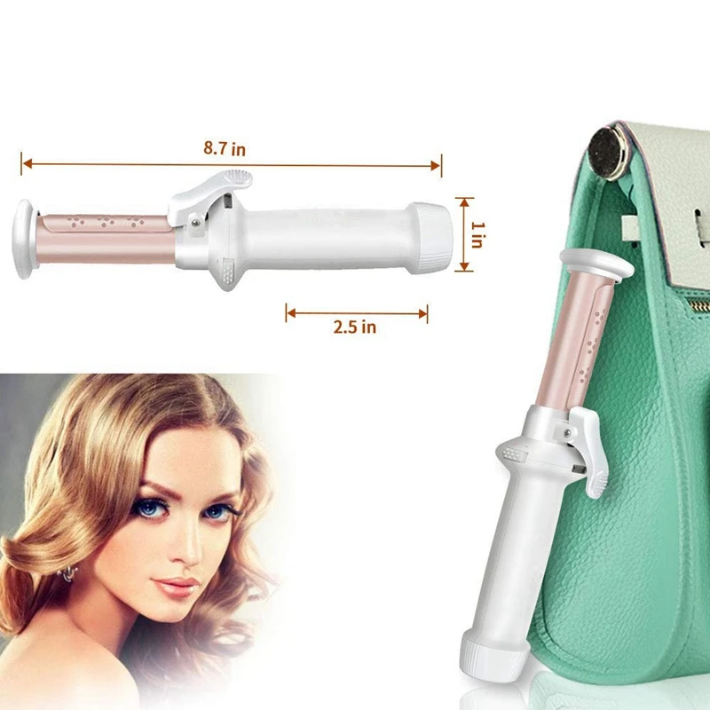 Cordless Curling Iron 1-Inch Ceramic Curling Wand Professional 2 In 1 Mini Hair Curler For Loose Curls Usb Rechargeable Portable