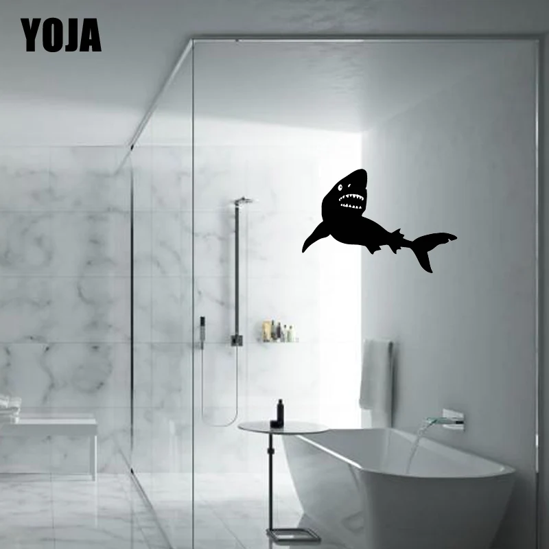 YOJA 18x26.6CM Bathroom Shower Decals Shark Decoration Home Bedroom