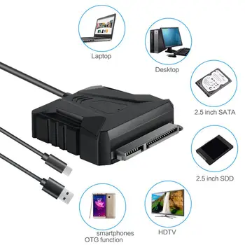 

2.5/3.5inch SATA to USB 3.0/3.1 Type-C Hard Disk SSD HDD Converter Adapter Cable Support External HDD SSD Hard Drive PC Laptop