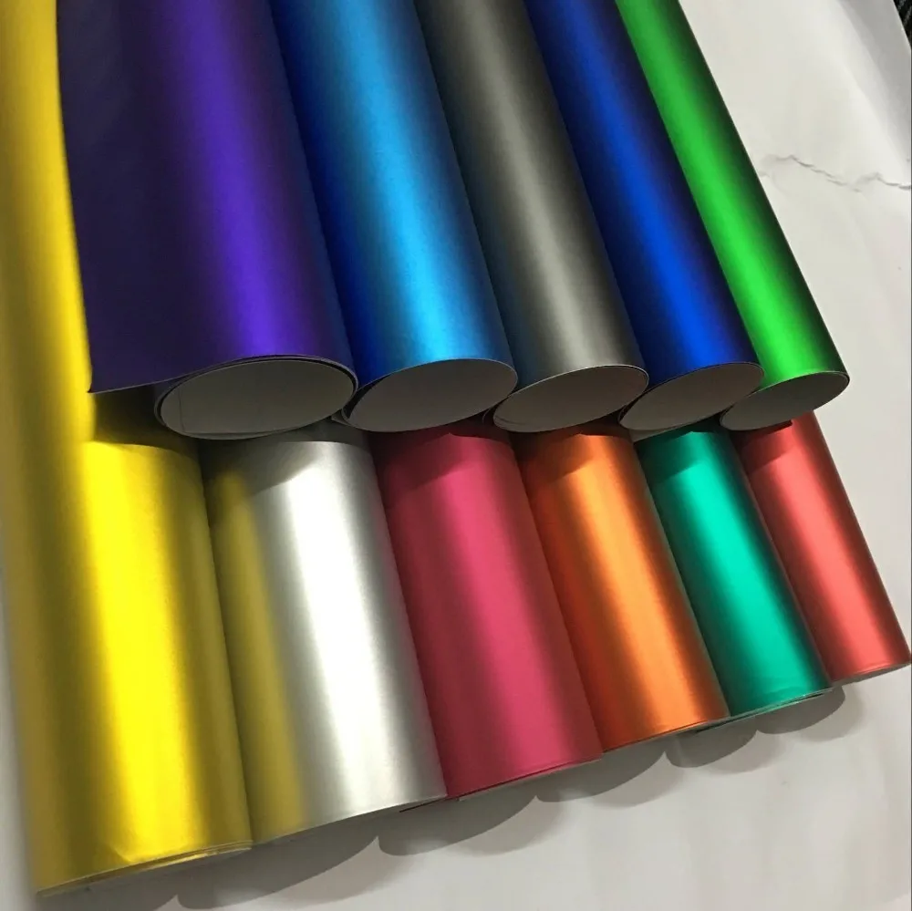  Various Colors Matte Satin Chrome Metallic Vinyl Car Wrap Film Vehicle Sticker Decal Laptop Phone M