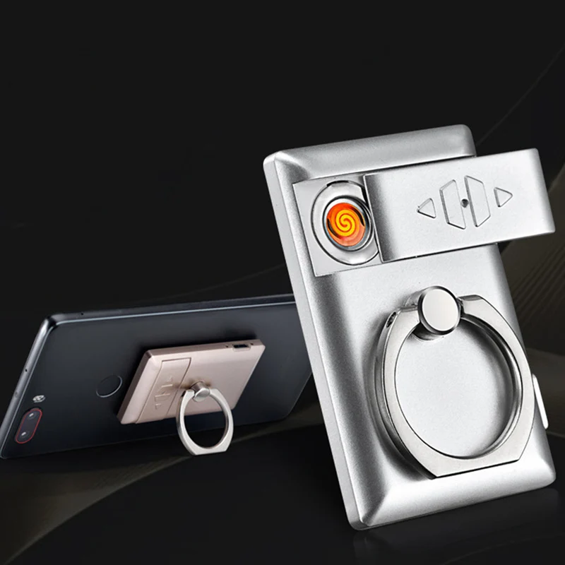Портативная ветрозащитная зажигалка с кольцом-держателем и USB-зарядкой 1 шт. |