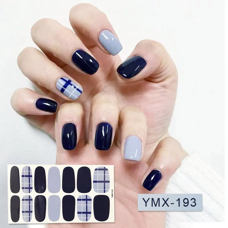 YMX193 14 подсказок/лист для маникюра ногтей стикер s полное покрытие наклейки Обертывания украшения «сделай сам» Маникюр слайдер винил для ногтей клей наклейки для ногтей Nail Sticker - Цвет: YMX193