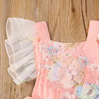 Princess Infant Baby Girls Lace embroidered Romper Sweet Baby Ruffle Fly Sleeve Backless Jumpsuit Summer Romper 0-24M 3