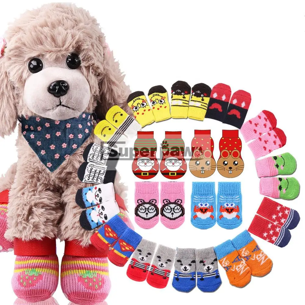 

Lovely Pet Fashion Pets Dog Socks 4Pcs Cute Puppy Knits Anti Slip Skid Bottom For Small Medium Dog Chihuahua Yorkshire GGC09