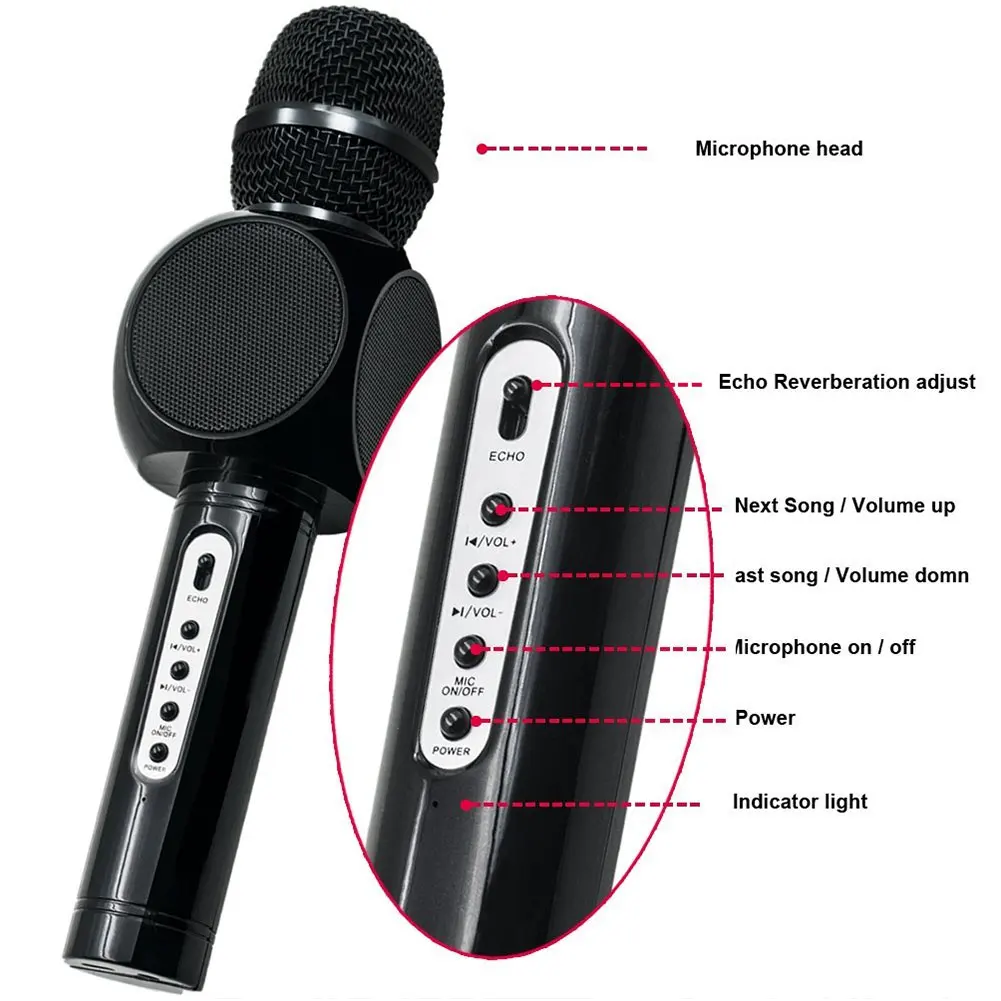 Открытый профессиональный беспроводной Bluetooth семья KTV караоке микрофон прямой трансляции вечерние портативный Перезаряжаемый двойной динамик