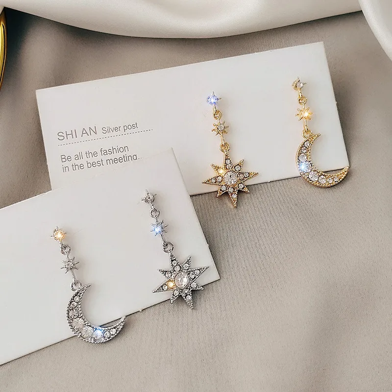 Игла блестящие восьмиугольная метр Ман с изображением луны и звезд стразы