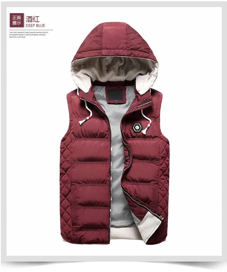 Men's Solid Color AliExpress Thick Hooded Waistcoat Large Size Outdoor Versatile Supply of Goods