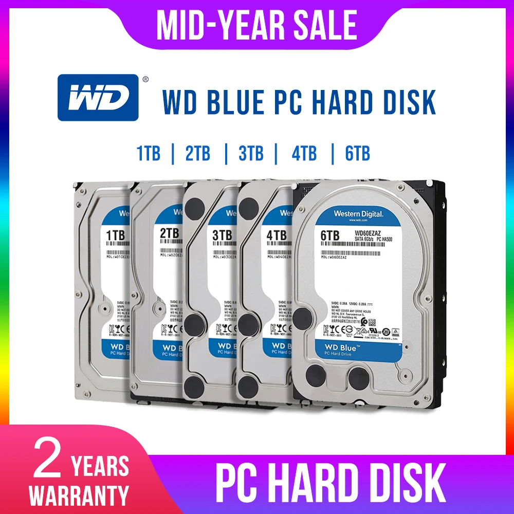  WD Western Digital Blue 1TB 2TB 3TB 4TB Hdd Sata 3.5'' Internal Hard Disk Harddisk Hard Drive Disqu