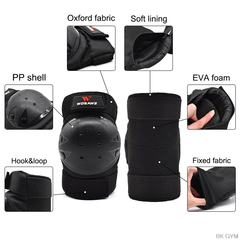 WOSAWE Snowboard Elbow& Knee Pads Skateboarding Cycling Knee Protector Riding Ski Protective Knee Guard Support MTB Motorcycle