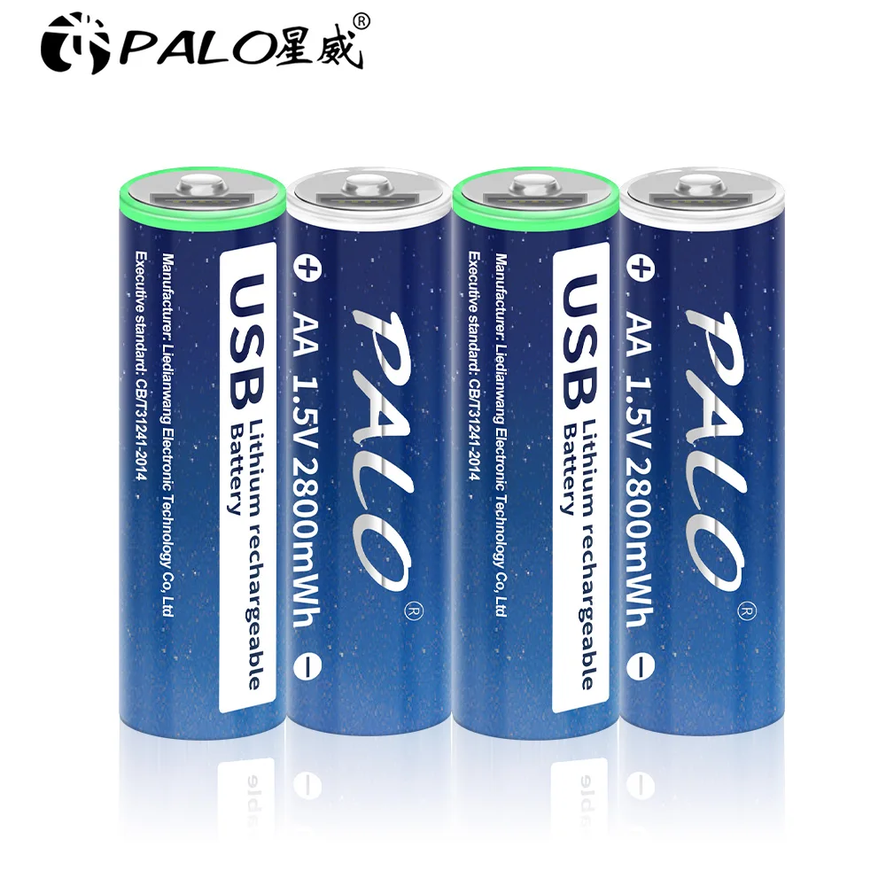 Acheter PALO 100% capacité 1.5V AA Li-ion batterie 2800mwh li-polymère USB  Rechargeable batterie au Lithium USB AA + câble USB