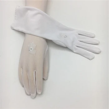 

Summer Women Sunscreen Embroidered Gloves Fashion medium-long Thin Elastic Etiquette Gloves Driving Car Accessories