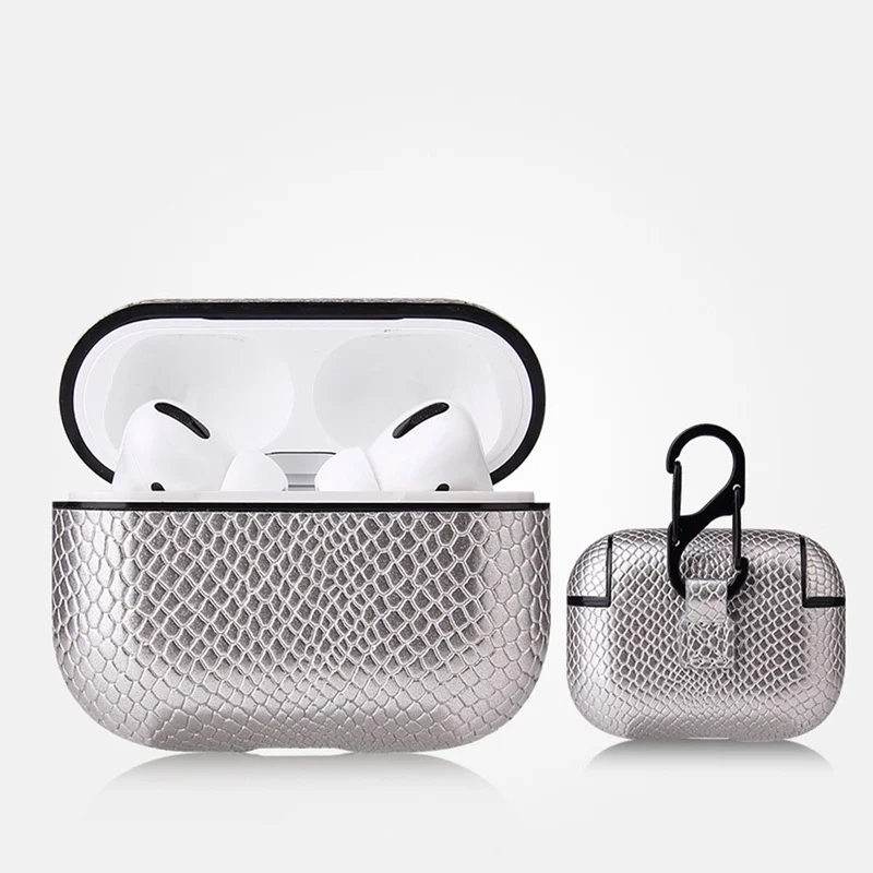 Чехол для наушников для Airpods Pro, кожаный чехол, Роскошный чехол для наушников без проводов, чехол для Apple Airpods Pro 3, кожаный чехол - Цвет: Silver