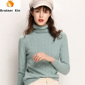 

Women 2020 Pink Sweater Long Sleeve Women Wool Knitted Turtleneck Sweater And Pullovers Pull Femme Tricot