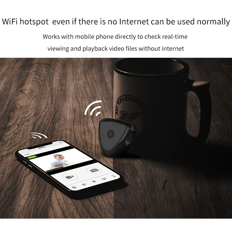 Умный WiFi мобильный телефон Удаленный домашний монитор маленькое ночное видение без светильник беспроводная камера наблюдения