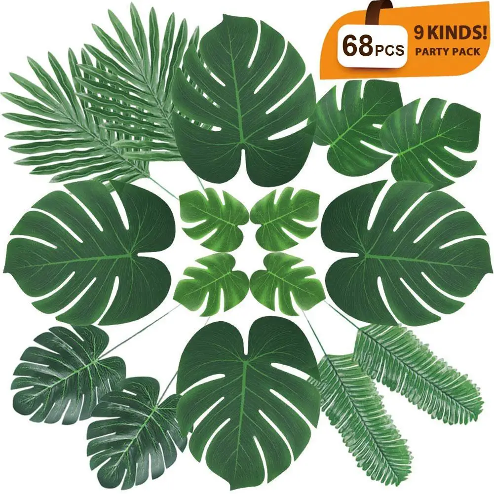 Искусственные тропические Пальмовые Листья с стеблями 68 шт.|Украшения своими