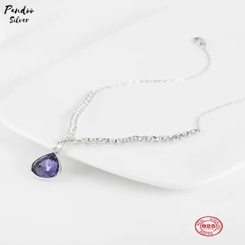 

PANDOO Fashion Charm Pure 925 Silver Original 1:1 Copy, Purple Dream Exquisite Wild Necklace Female Luxury Jewelry Gifts