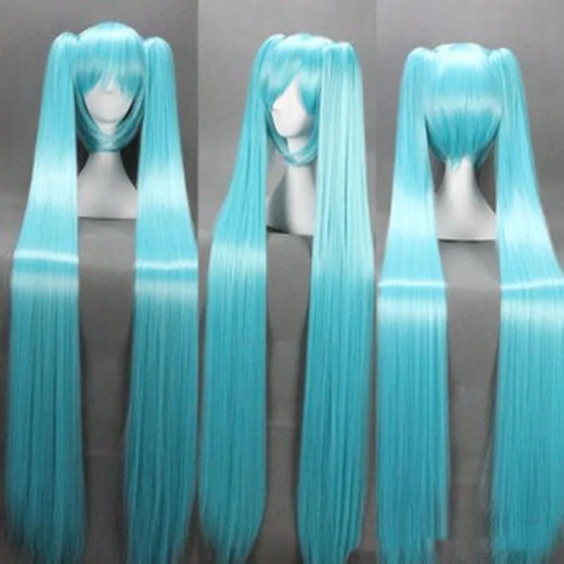 Высокое качество косплей Vocaloid парик Hatsune костюм Мику играть парики Хэллоуин вечерние аниме волосы для игр 120 см Аквамариновый парик