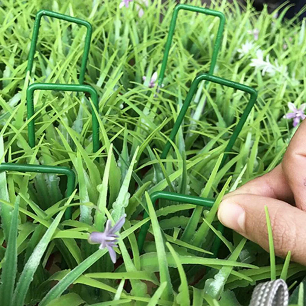 10pcs/set Turf Pin Artificial Grass Pegs Half Green U Shape Galvanised Steel Pegs Membrane Fabric for Garden Hard Ground