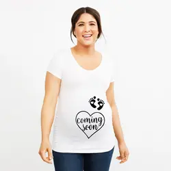 Скоро напечатанная Милая Футболка для беременных забавная Одежда для беременных женская футболка с короткими рукавами футболки для