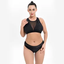 Новая мода сексуальный размера плюс раздельное бикини Грудь сетки размера плюс l бикини пляжный костюм купальник