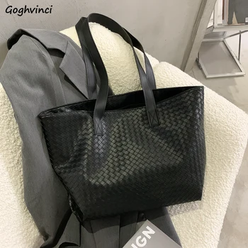 

Fashion Woven Bags Women Leather Single Shoulder Shopper Tote Bag Deluxe European-style Large-capacity Lady Knitting Travel Chic
